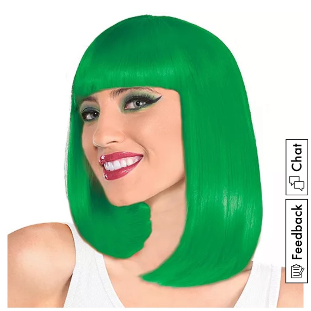 Green costume bob wig